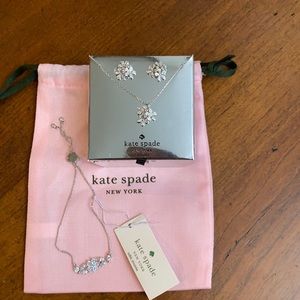 Kate Spade Gleaming Garden Flower Slider Bracelet and set earrings/necklace NWT